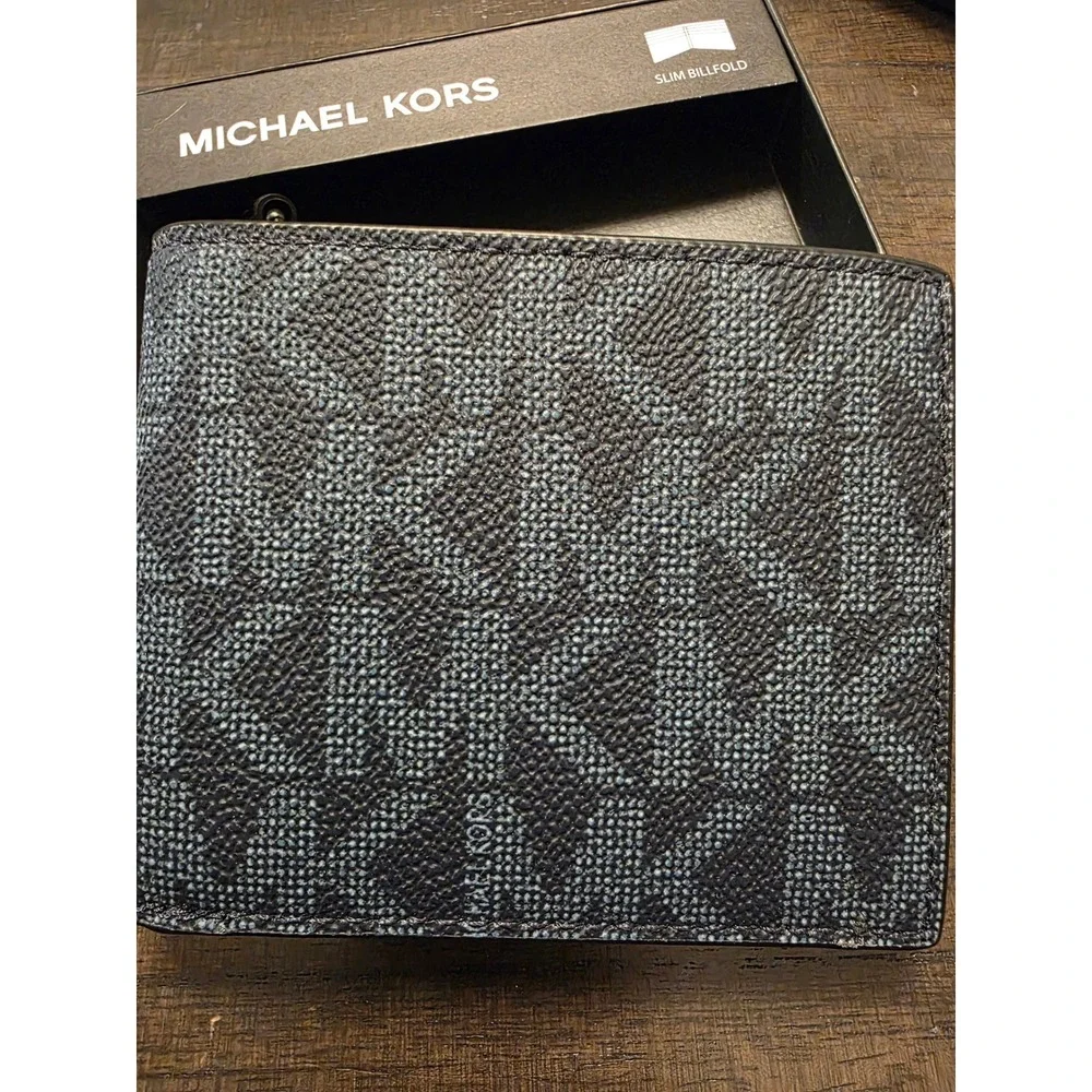 Michael Kors Jet Set Mens Slim Billfold Wallet Admiral Blue 86F5SMNF5B NEW